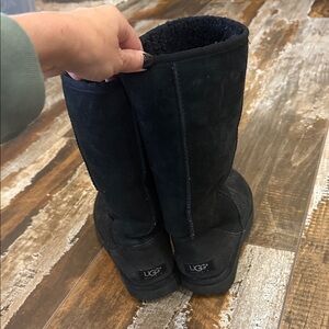UGG Black Suede Boots with Plush Lining